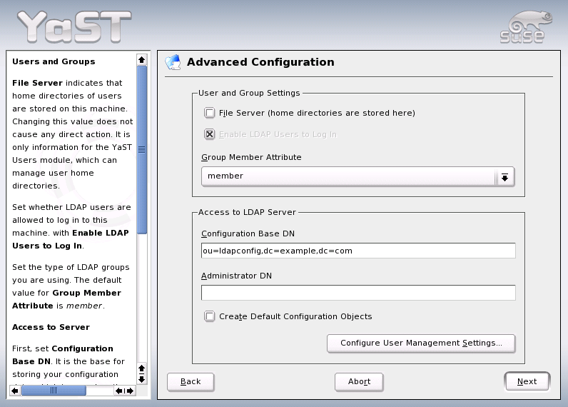 YaST: Advanced Configuration