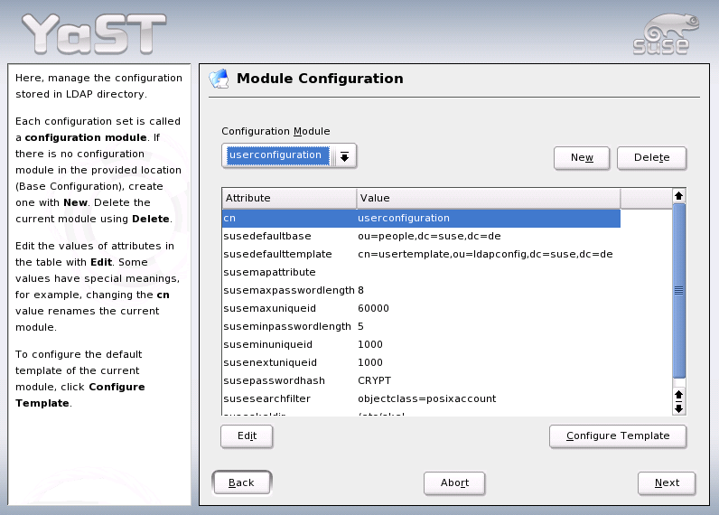 YaST: Module Configuration