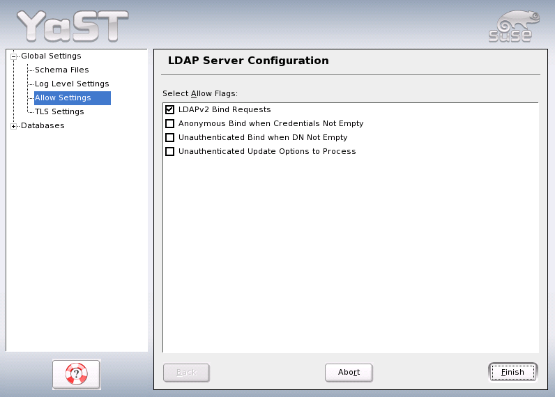 YaST OpenLDAP Server Configuration: Allow
