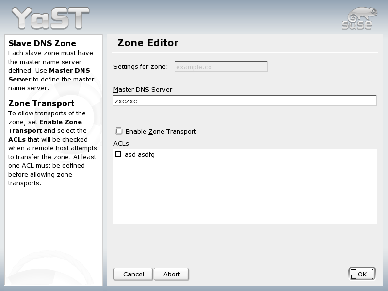 DNS Server: Slave Zone Editor