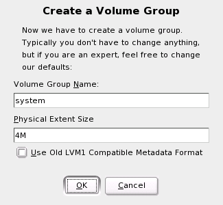 Adding a Volume Group